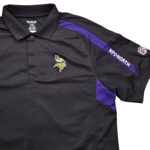 Reebok Play Dry NFL Minnesota Vikings Polo Shirt‎ NFL Football Black Mens Large